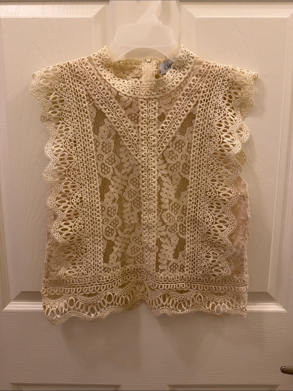 Cream Lace Crochet Sleeveless Top